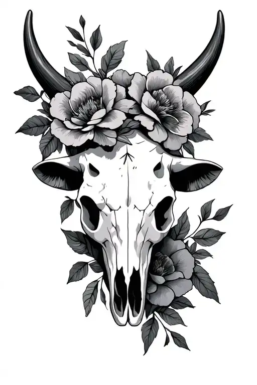 Western Bull Skull With Flowers Wrapped
