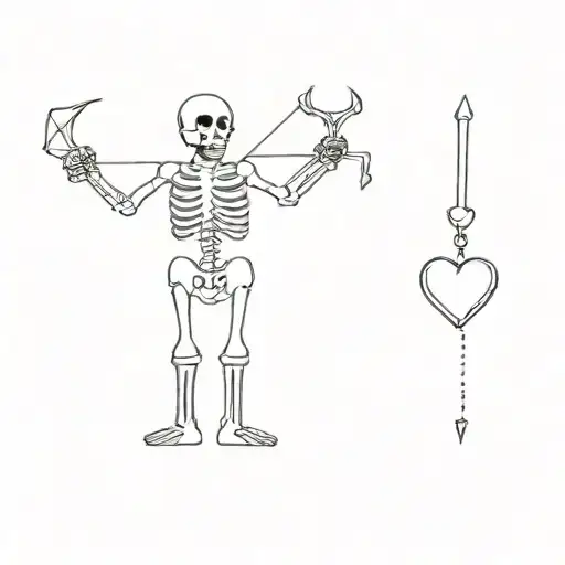 A Skeleton Holding A Heart And Arrow