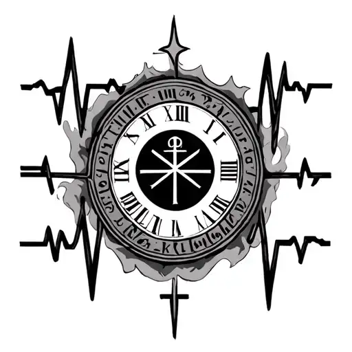 Ekg With Roman Numerals And Cross