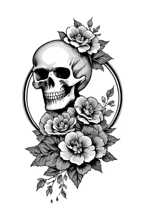 Western Skull With Flowers Wrapped Round