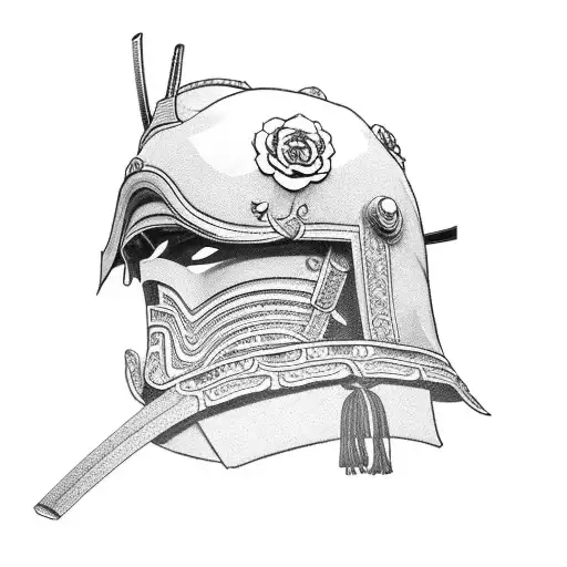 A Samurai Helmet Adorned With Roses And The Year 1969
