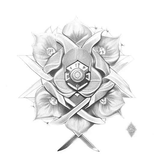 Sword Cross A Flower