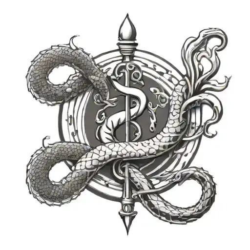 A Music Note Intertwined With A Snake And A Dagger