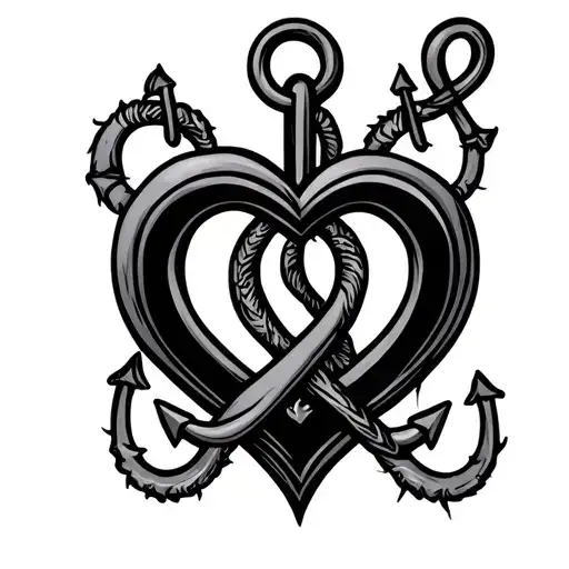 Anchor Intertwined Hearts Surrounded Infinity Sign