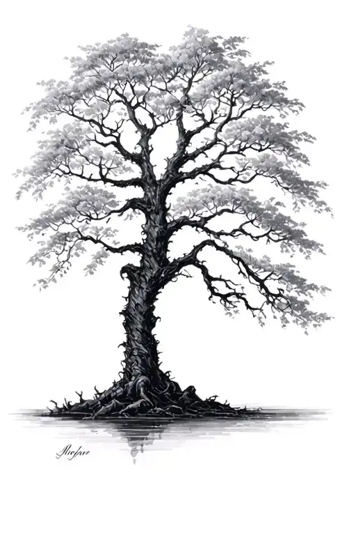 Rowan Tree Black Grey Dark Gothic Realism Style