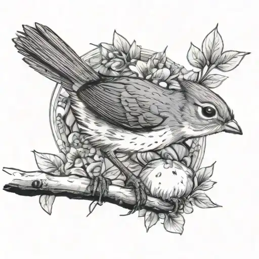 Robin And Squirrel And Fresia