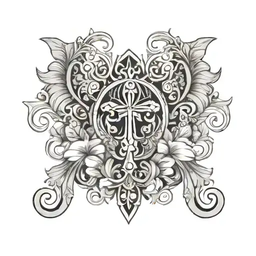 Intricate Floral Patterns And Ankh Symbol