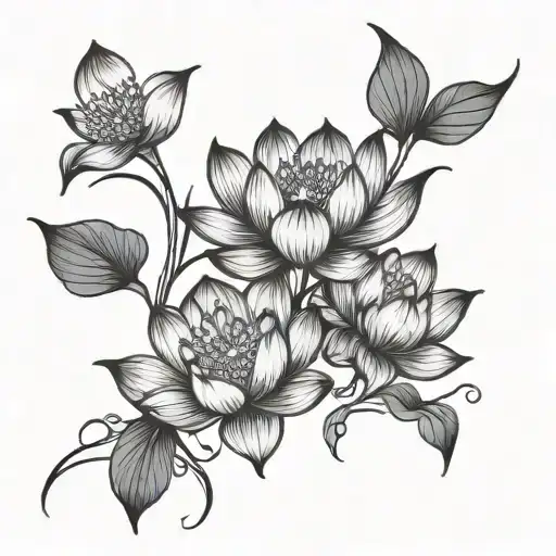 Lotus Flowers With Skinny Vines