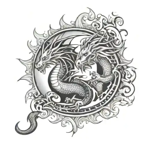 Sun And Moon With Dragon