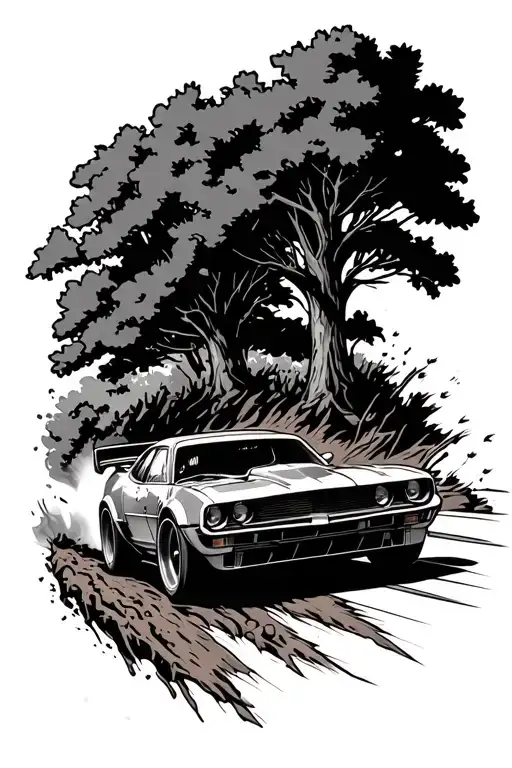 Trees And Dirt Race Car Speeding