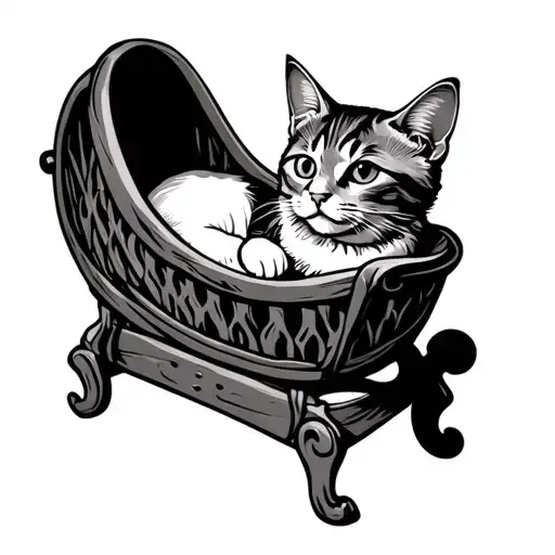 Badass Cat In A Baby Cradle