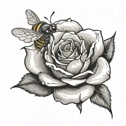Rose With Stim With A Bee