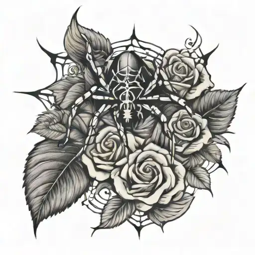 Spider And Roses With Music Notes