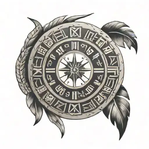 Black And Grey Round Tattoo With Roman Numerals Representing Important Dates Polynesian Details