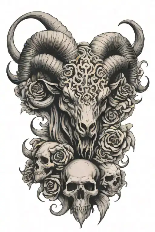Aries Sourounded By Skulls