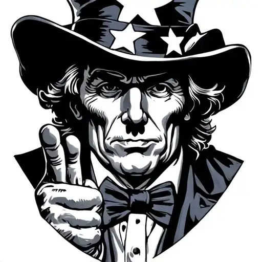Uncle Sam Flipping You Off Reverse Negative Space