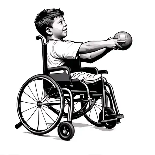 Son In Wheelchair Playing Boccia