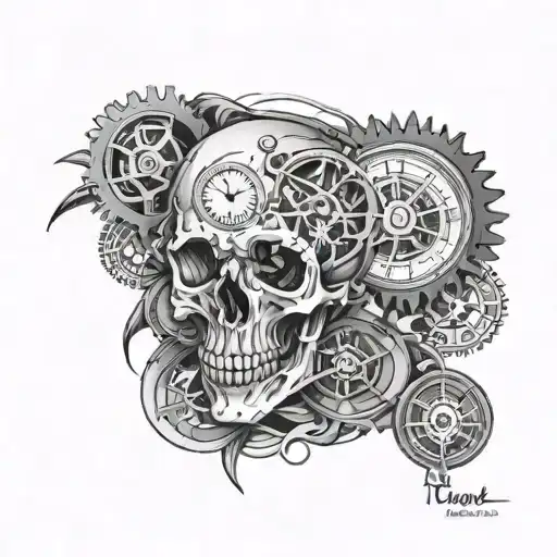Skull With Clock Gears Inside