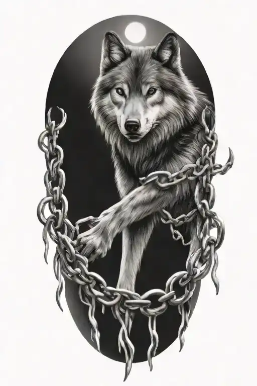 Wolf Breaking Free From Chains With Cool Background