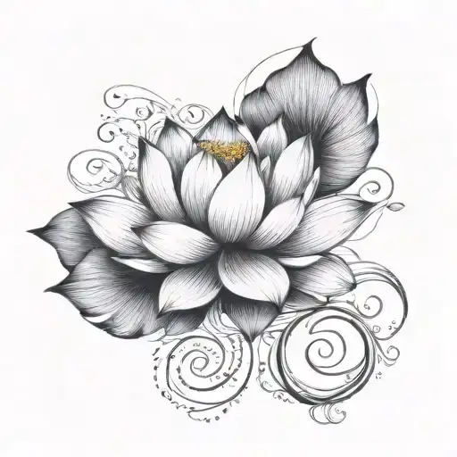 Lotus Flower With Skinny Vines Going From Side Of Thigh All The Way Up By Rib Cage
