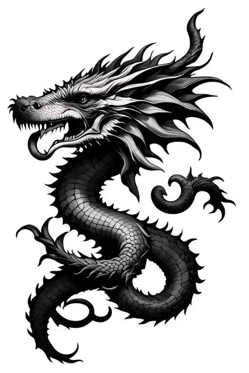 Elephant Head And Dragon Wrapped Tattoo Design