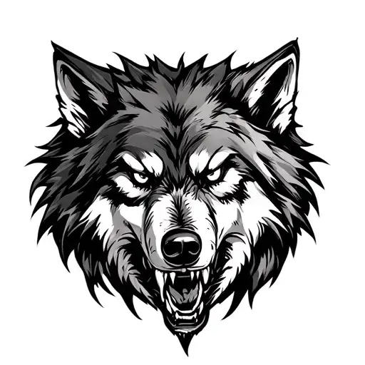 Evil Wolf Watching Front-sideways With Darker Shadings