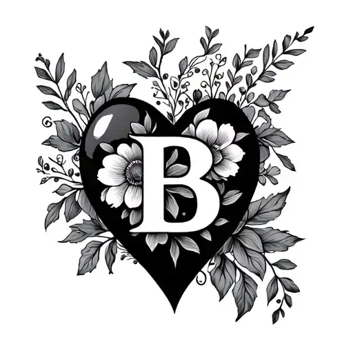 Floral Heart With B Letters