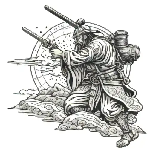 An Ancient Samurai Exploring The Mysteries Of The Universe With A Telescope
