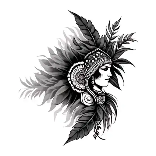 Create A Medium Size Tattoo Design Showing The Mixed Culture Of India And Honduras