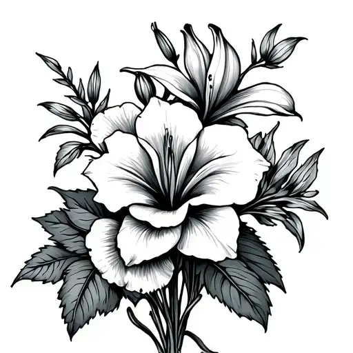 Birth Flower Bouquet Rose Lily Morning Glory