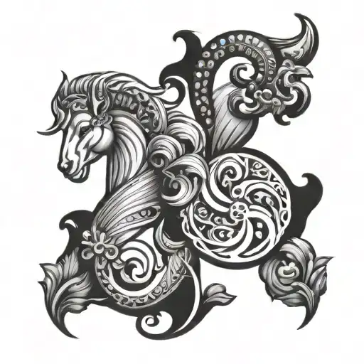 Aries Aquarius Virgo Symbols Black And White