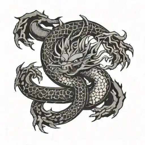 Design A Minimalist Dotwork Tattoo Featuring The Dragon Ball Logo And Ombro Symbol Intertwined