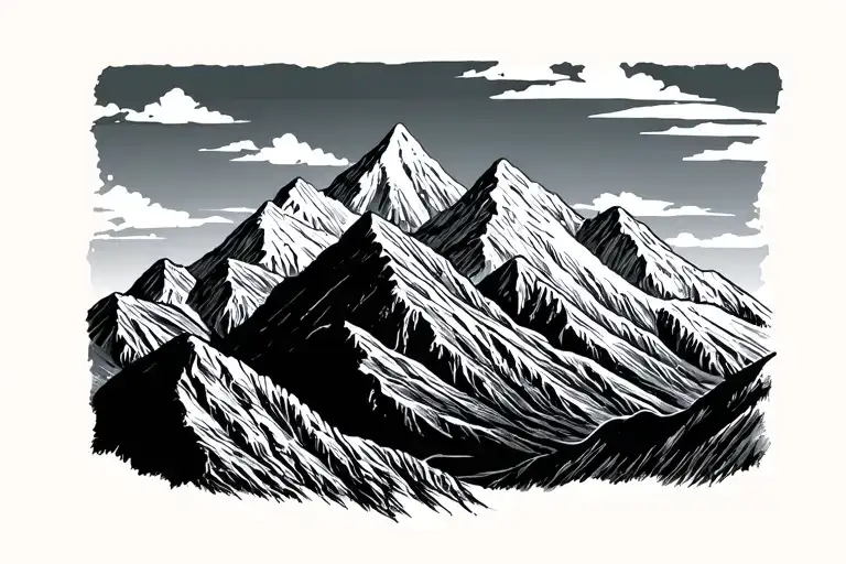 Nepal Mountians Tident Horizontal Line