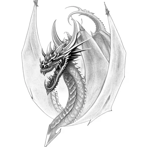 Sword Through Dragon Head