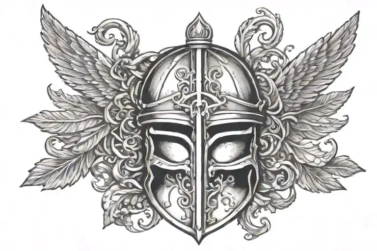Combine A Roman Helmet With A Christian Cross Surrounded By Marine-themed Elements
