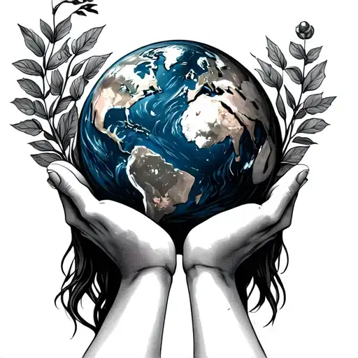 Daughter Holding World In Her Hands