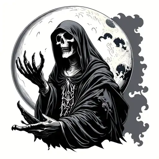 Grim Reaper Holding The Moon