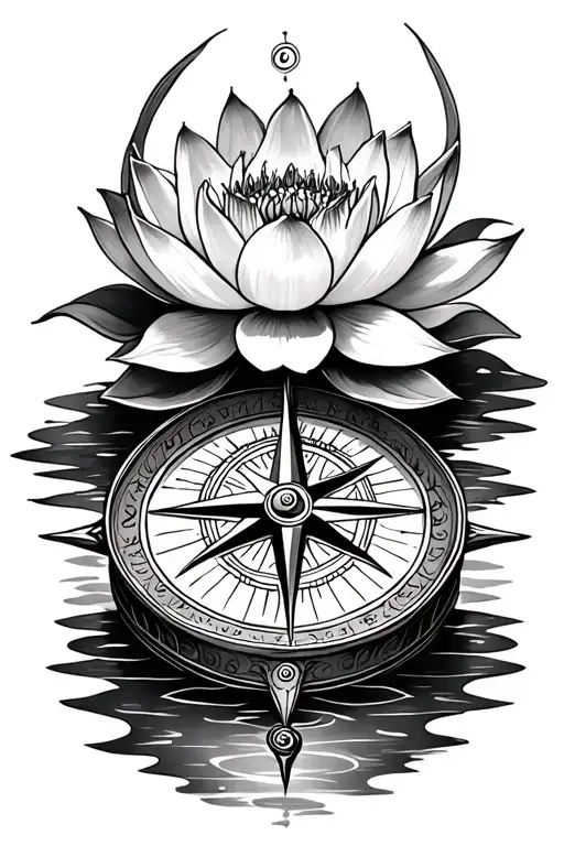 Compass And Lotus Flower