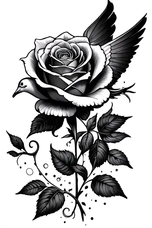 A Sand Watch Down A Rose And Up A Dove