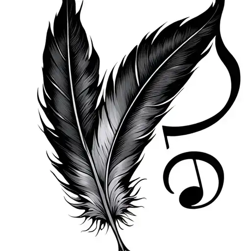 Feather And Music Note Intertwined