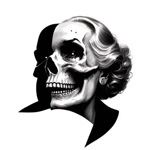 Half Skull Face Half Betty White Face Realistic