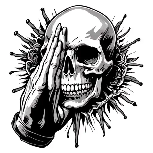 Praying Skull Hand Flipping You