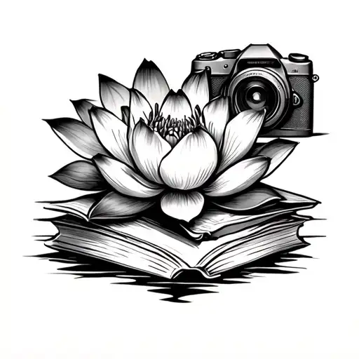 Lotus Flower With Books A Heartbeat Travel And A Camera