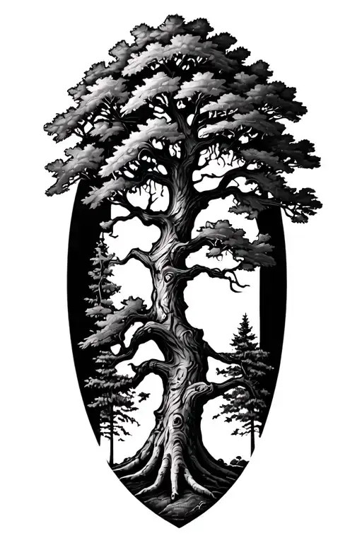 Oak Tree Surrounded By Nature