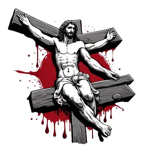 Jesus On Cross With Blood Drops