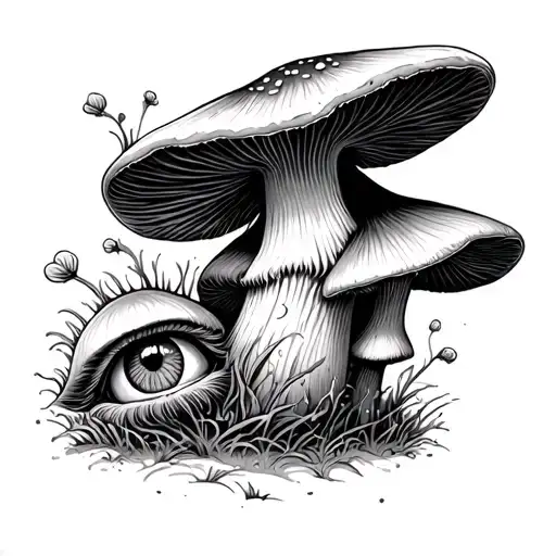 Simple Psychedelic Mushroom With Eye Inside