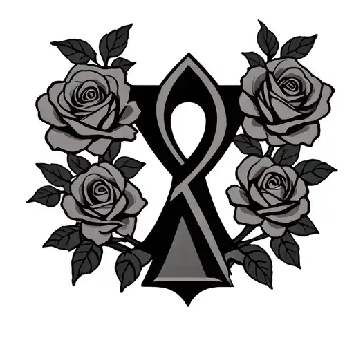 An Ankh Symbol With Roses Intertwined And The Roman Numeral 2