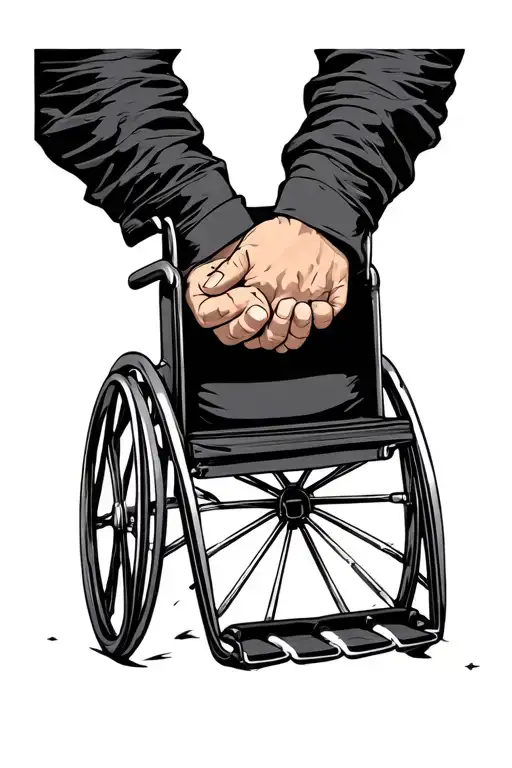 Holding Hands And Wheelchair Symbolizing Strength