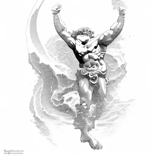 Atlas Greek God With Ocean Waves Background