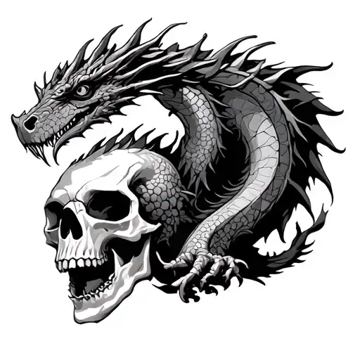 Skull Kissing A Dragon
